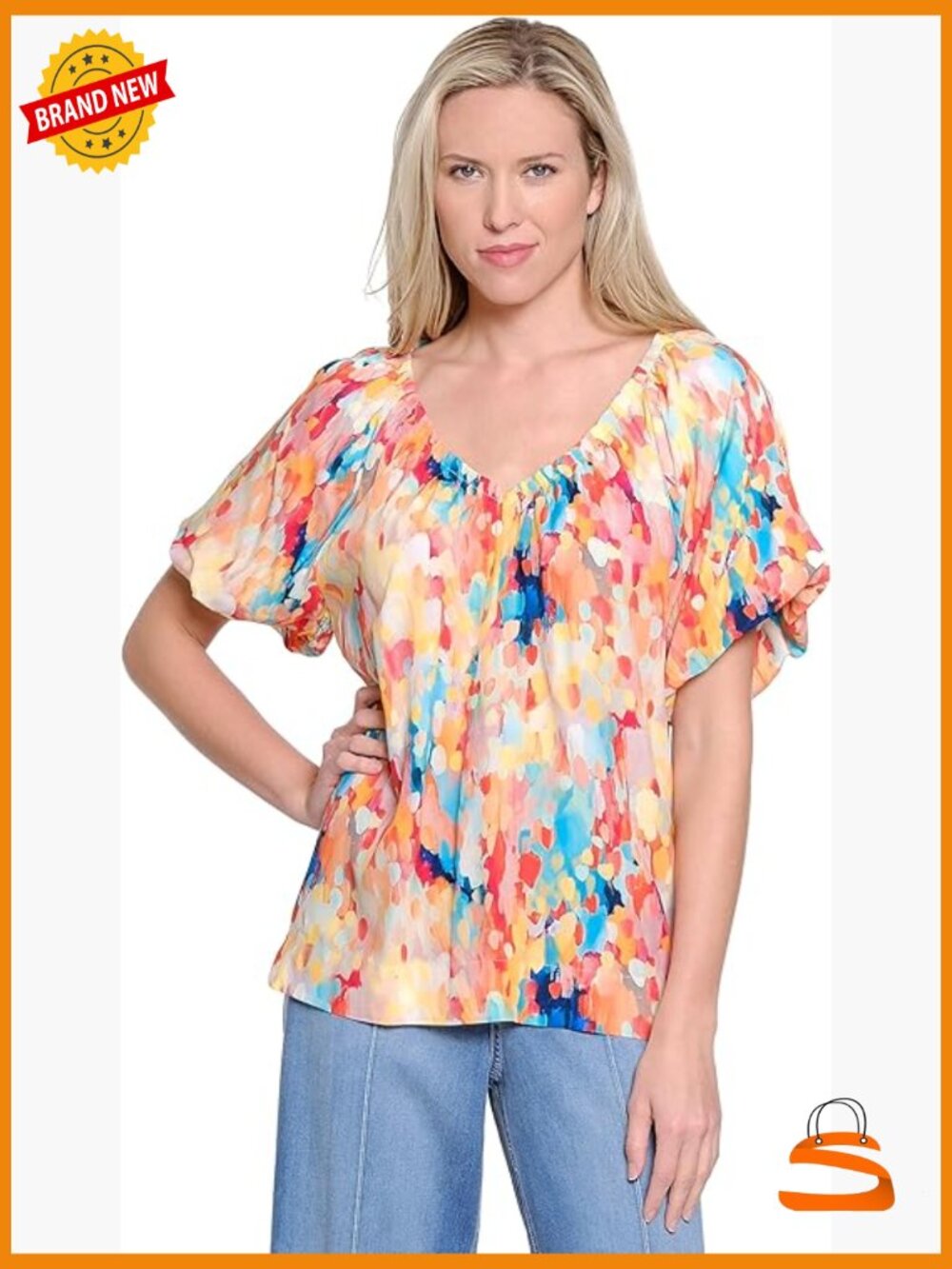 Ruched V-Neck Top Short Sleeve Blouse Tunics